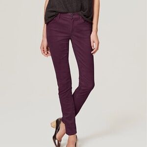 Ann Taylor Loft Modern Skinny DARK Plum Color Corduroy Pants Size 28 / 6